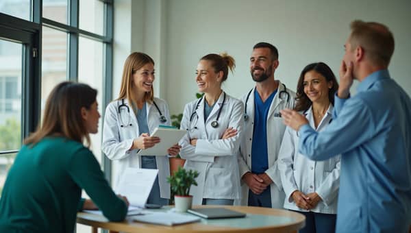 Healthcare providers in a professional, welcoming setting